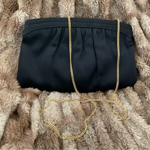 Vintage black satin clutch